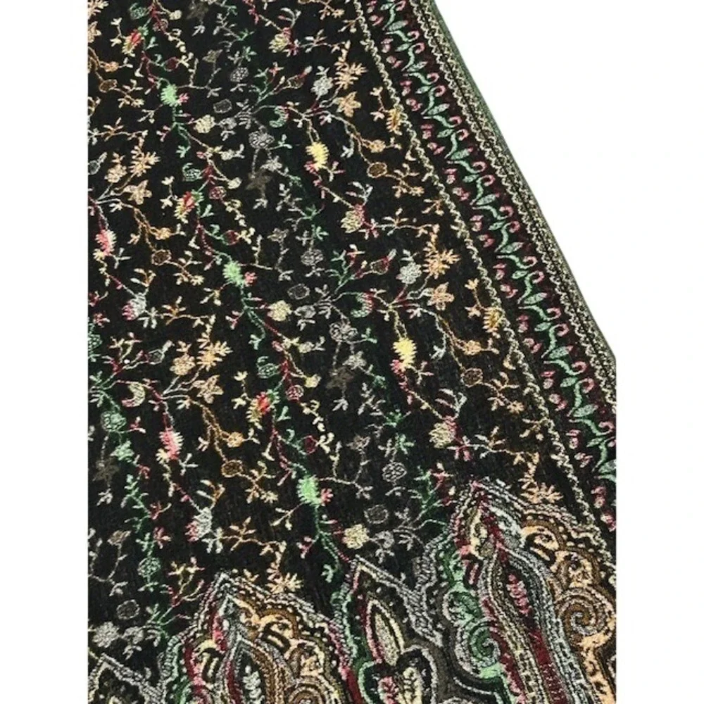 Jamawar Paisley Floral Pashmina Blend Scarf‎ Fringed Shawl Wrap 64x28 Boho Soft